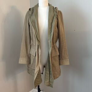 Zara Linen Gauze Cotton Blend Open Front Jacket Sz XS